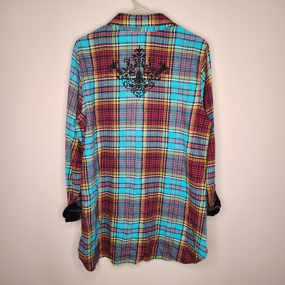 Soft Surroundings Multicolored Button Down Flanne… - image 2